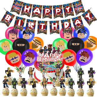 Оригинальный Новый Roblox день рождения тянуть флаг песочный лоток торт карта вставка робот песочница игра украшения для вечеринок