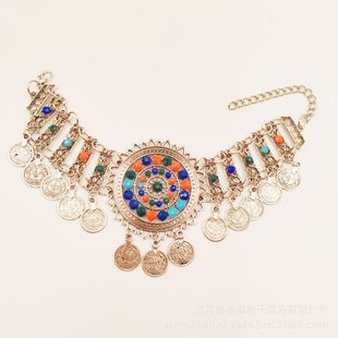 Exotic ethnic style headdress forehead chain Bohemian long earrings Yunnan Lijiang travel photography eyebrow pendant hair accessories
