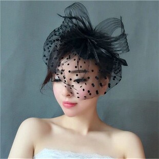 Retro Dance Veil Headwear Bridal Headwear Hair Accessories Feather Face Covering Hairpin Small Topper Mesh Bow Headwear