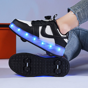 Cross-border supply of four-wheel heelday shoes children's roller skates double-wheel boys skating girls luminous shoes wheeled flying shoes