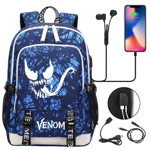 Hot Sale Venom Teenage Schoolbag for Primary and Secondary School Students USB Casual Backpack for Men and Women