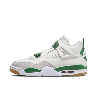 Путянь Чуньюань AJ4 Реальные баскетбольные кроссовки Classic Цяо 4 белый зеленый черный гром