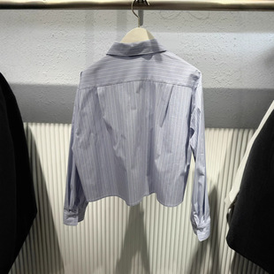 3G3120751 Yuan Korean Striped Long Sleeve Shirt Spring Loose Stacked Shirt Jacket Casual Chic Top