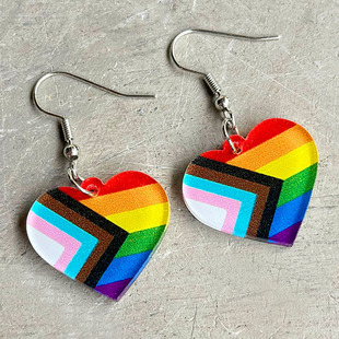 Cross-border Earrings Amazon Rainbow Geometric Simple Gay Multi-color Love Shape Acrylic Spring and Summer Fashion Earrings