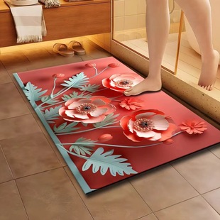 New 3D Oil Painting Diatom Mud Absorbent Mat Bathroom Non-slip Foot Mat Carpet Toilet Foot Mat Factory Outlet