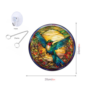 TYU110-162 cross-border round acrylic pendant window porch home decoration double-sided pattern iron chain hanging