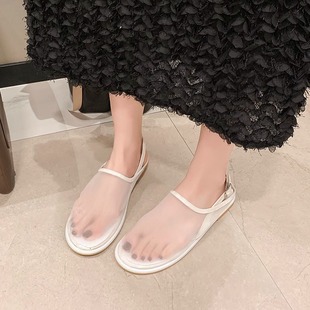 ZA Women's Shoes Hollow Out Mesh Round Head Breathable Casual All-match Muller Shoes Women's Shoes