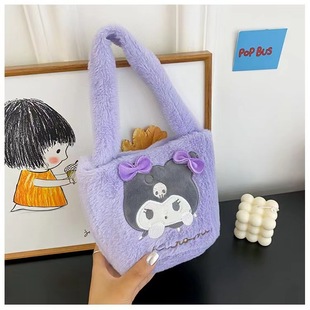 Cartoon cute handbag plush toy Japanese candy bag strawberry bear bag Kuromi Japanese girl lunch bag