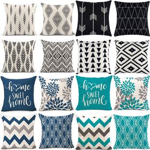 Amazon's Popular Geometric Pattern Pillowcase Linen Material Geometric Abstract Pattern Home Decoration Pillowcase