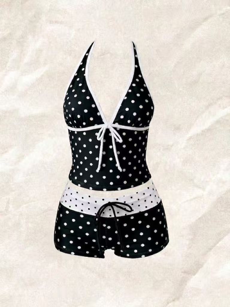 2026 Hot-Selling European and American Cross-Border Women's 2-Piece Swimsuit Multi-Color Polka Dot Tie Bikini Sexy Bikini