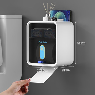 Customized Home Bathroom Tissue Box Wall-Mounted Multi-Functional Anti-Moisture-Free Punch-Free Bathroom Toilet Roll Paper Box