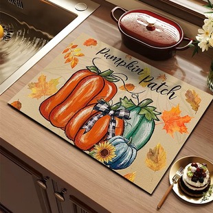Cross-border Thanksgiving Day Kitchen Drain Mat Dining Table Top Oil Absorbent Water Absorbent Mat Coffee Machine Dirt Resistant Anti-slip Mat