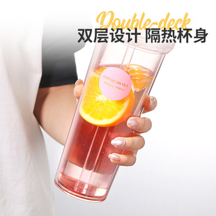 Supply large capacity donut straw Cup vacuum straw plastic cup can hold pearl milk tea advertising straw Cup