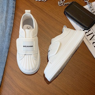Velcro Shell Head White Shoes Women's 2024 Summer New Thick-soled All-match Board Shoes Casual Spring and Autumn Bread Shoes