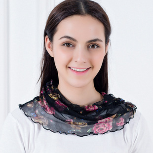 Summer thin silk scarf women's pullover mulberry silk mask scarf women's small scarf sunscreen variety mesh collar