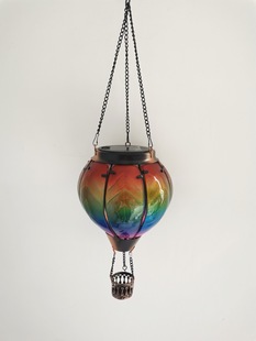 Solar hot air balloon lamp water drop lamp outdoor iron glass chandelier cross border garden decorative lamp courtyard LED lamp