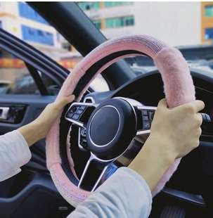 Трансграничная Внешняя торговля взрывы руль автомобиля чехол розовый плюш Алмазная строчка эластичный рукав Amazon