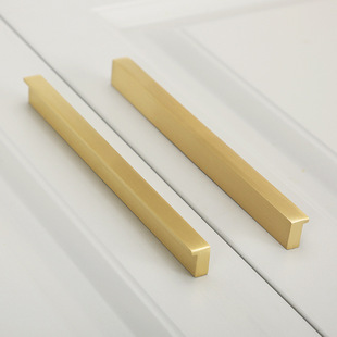 Light Luxury Pure Copper Cabinet Door Drawer Brushed Gold Cabinet Handle Modern Minimalist Long Cabinet Wardrobe Brass Handle