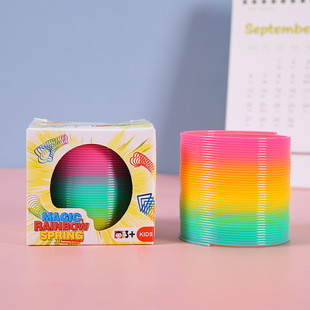 Medium Rainbow Circle 6.5*6 Children Colorful Trumpet Spring Loop Magic Hula Hoop Magic Kindergarten Gifts