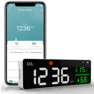 Carbon dioxide detector exported to Japan wall-mounted carbon dioxide detector WiFi graffiti co2 detector