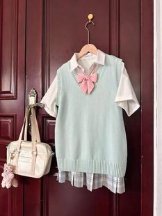 Jjk Uniform Original Wear Sleeveless Vest V-neck Knitted Shirt Spring and Autumn College Style School for Sense Dopamine Vest