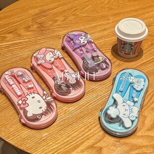 Подлинная Sanrio 304 нержавеющая сталь удобная посуда для детей ложка вилка набор для студентов