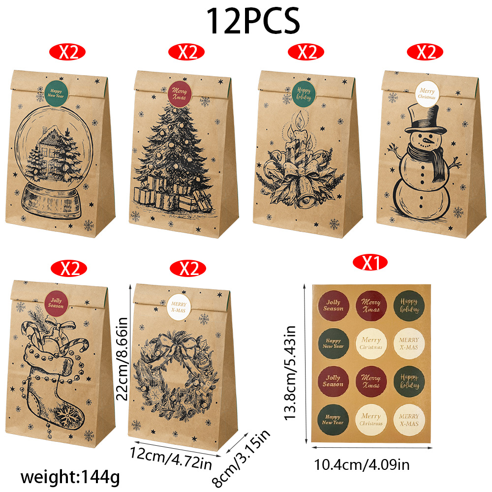 Christmas Gift Bag Gift Packaging Bag Amazon Santa Claus Flat Paper Bag Christmas Eve Apple Packaging Bag
