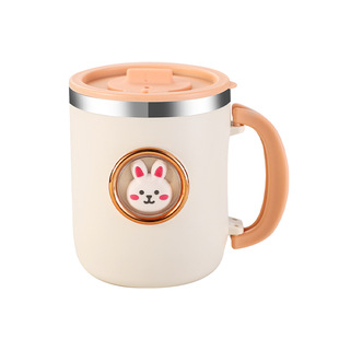 316 Stainless Steel Mug Creative Cartoon Children's Cup Home Office Coffee Cup with Lid Space Capsule Suction Cup