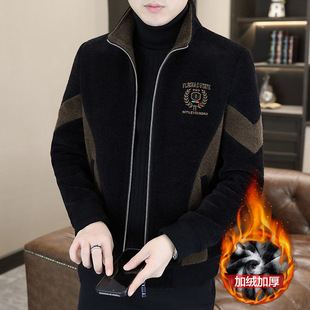 Woolen Coat Men's Autumn and Winter New Youth Casual High-end Jacket fleece-lined Thickened Short Coat Woolen Coat