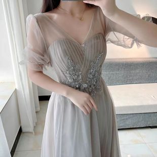 Bridesmaid Dress Gray 2024 New slimming bridesmaid dress bridesmaid dress bridesmaid's graduation season performance dress
