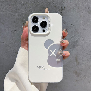 Простая пара жестокая медведь iPhone14promax яблоко 15 чехол для телефона 13 юаней воздушный чехол 12IMD11 цветной серебряный x