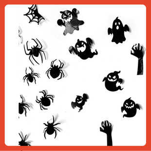 △ 3D Stereo Black Bat Spider Ghost Wall Sticker Halloween Holiday Decoration Sticker Living Room Scene Layout Sticker