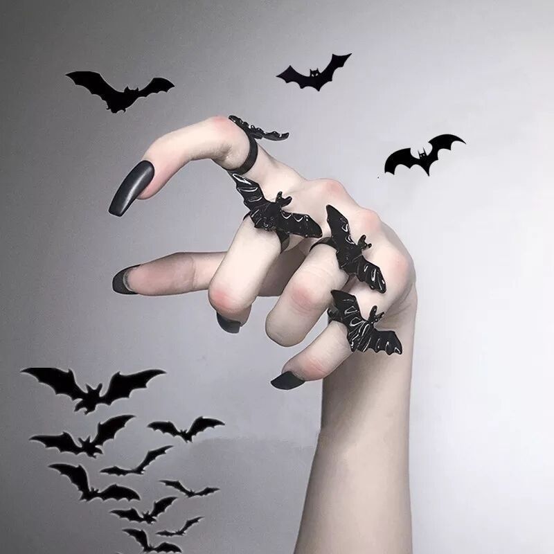 Europe and the United States cross-border new Halloween jewelry dark personality Gothic bat ring men and women Open spot manufacturers
