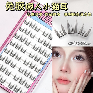 Glue-Free Kitten ear false eyelashes transparent adhesive strip self-adhesive one second speed stickers simulation single cluster eyelashes