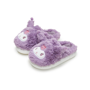 Хлопковые тапочки Youtiao Sanrio Kulomi, женские осенне-зимние домашние теплые шерстяные плюшевые тапочки для дома, нескользящие для детей