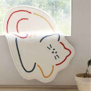 Cross-border Japanese-Korean-style Cross-border Lamb Velvet Mat Door Mat Door Mat Cartoon Cute Mat Washed White Bedroom Mat