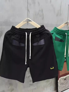 2024 Summer Ice Silk Thin Loose Large Pants Shorts Men's Fashion Fashion Brand Sports Casual Five-point Pants