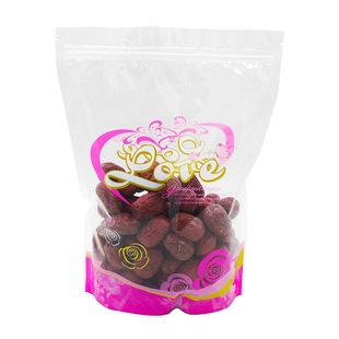 Factory direct supply pink printed transparent self-supporting bag candy grain plastic packaging bag nut food self-sealing bag
