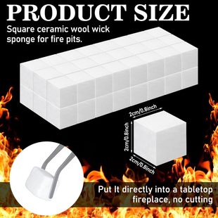48 Pieces of Ceramic Fiber Cotton Blocks with Tweezers Desktop Brazier Ceramic Wool Core Alcohol Furnace with Ethanol Fuel
