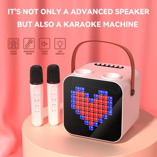Cross-border SP-100 Bluetooth speaker outdoor portable karaoke baby dual microphone audio RGB screen atmosphere rhythm light