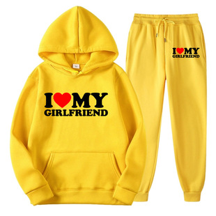 2024 I love my boys and girls love cross-border Amazon hooded sweater casual loose sweater suit