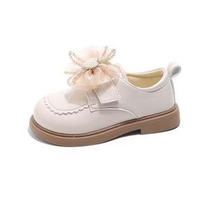 New Girls Princess Shoes Spring and Autumn Soft Sole Cyber Red Bow Shoes School Black Performance Shoes Shoes Little Girls Shoes