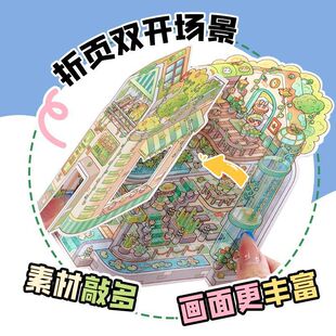 Little Mochi City Series Landscaping Stickers Three-Dimensional 3D Double Open Scene Stickers DIY Miniature Scene Handmade Stickers