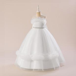2024 new foreign trade children's clothing children's dress white princess dress girl flower girl party dress kids dress