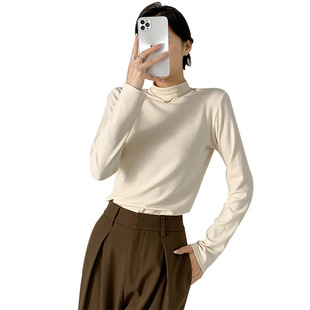 Modal half turtleneck bottoming shirt for women Spring new inner slim fit protein long sleeve T-shirt slimming versatile top