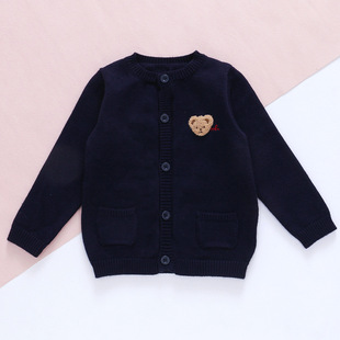 In stock miki children's clothing 2023 autumn and winter new children's cartoon balloon bear embroidered sweater knitted coat