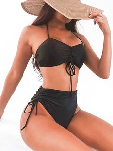 Black sexy lace bikini swimsuit female in stock wholesale European and American Foreign Trade popular beach hot spring vacation swimsuit