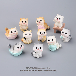 Cute naughty kitten mini play toy cartoon doll model micro landscape animal ornaments