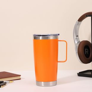 Трансграничная ручка 20oz напыления пластиковый автомобильный стакан из нержавеющей стали вакуумный спортивный стакан для воды автомобиль холодная холодная бокал для пива