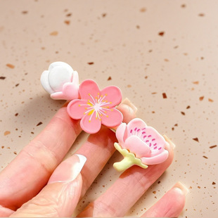 Pink Peach Blossom Hairpin ~ Sweet Girl's Heart Fresh Side Clip Hair Accessories Ins Headwear Bangs Clip Flower Hairband